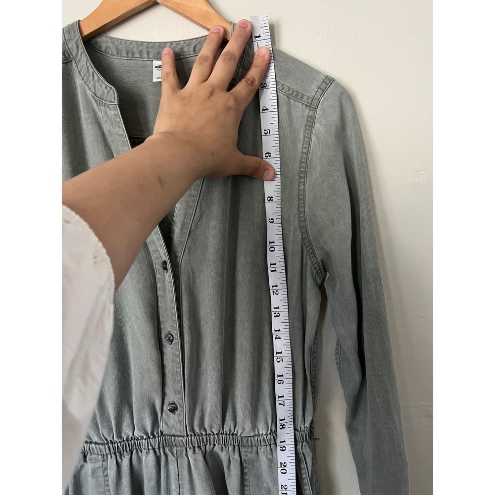 Old Navy Womens Green Long Sleeve Button Front Elastic Waist Utility Jumpsuit S - Picture 6 of 11